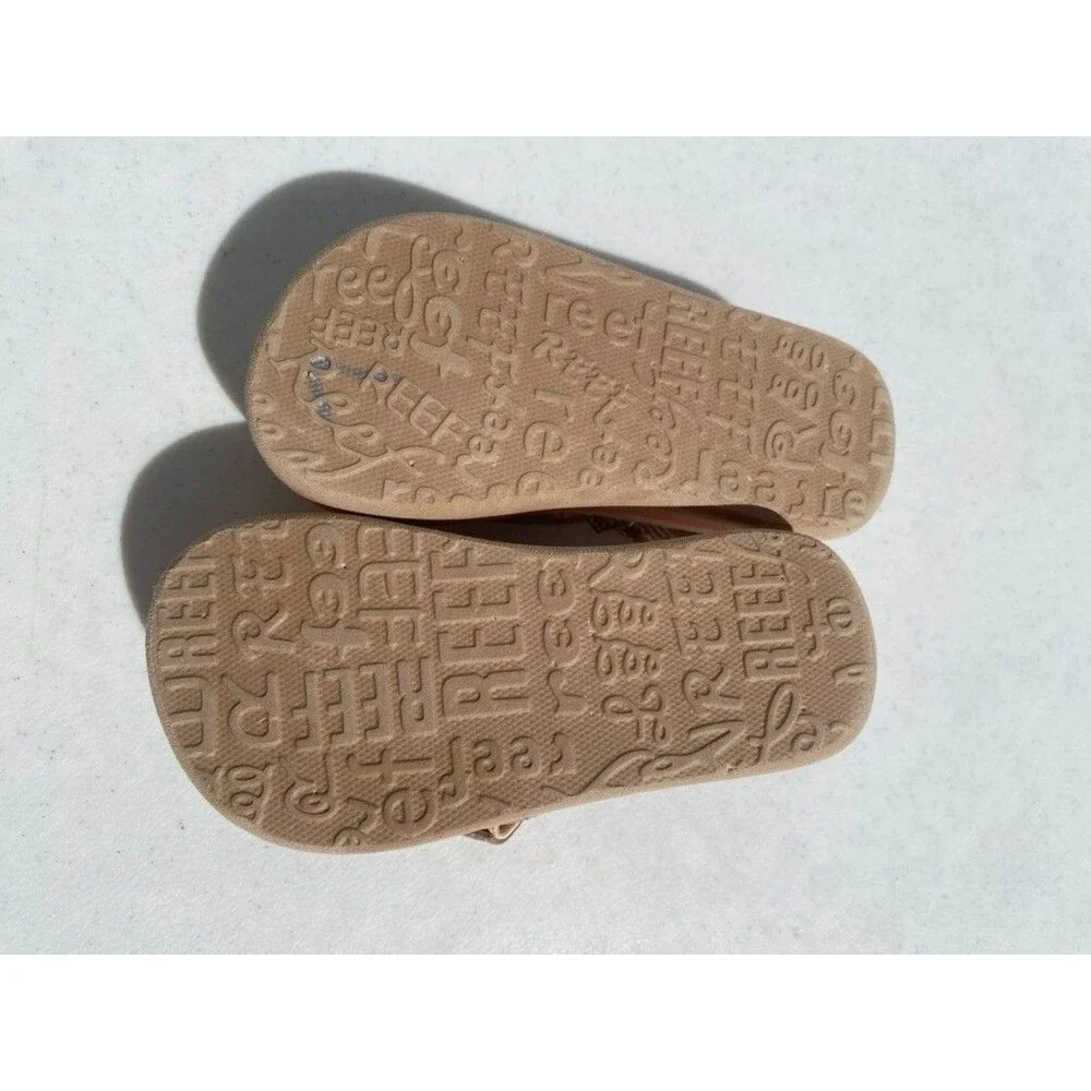 REEF Little Ahi Baby Girls Beach Pool Flip Flop Sandals w/ Strap Toddler Sz 3/4